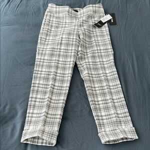 Cropped black and white plaid pants